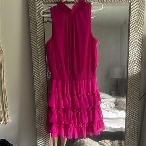 MSK Fuchsia Ruffle Detail Dress